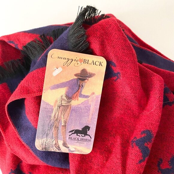 🐴 Maggie Black Black Horse Collection Reversible Scarf – NWT – 🐴‎ - Picture 1 of 5